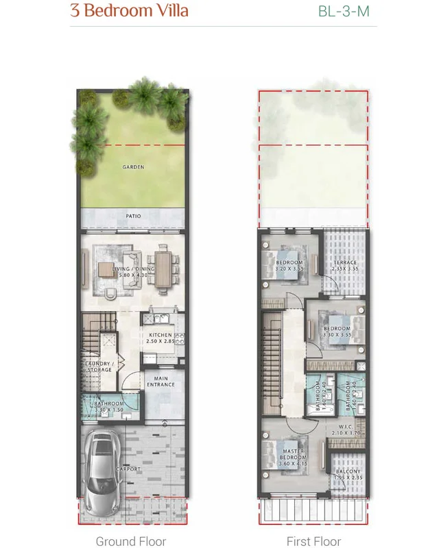 DAMAC Lagoon Portofino 3 BHK Floor Plan