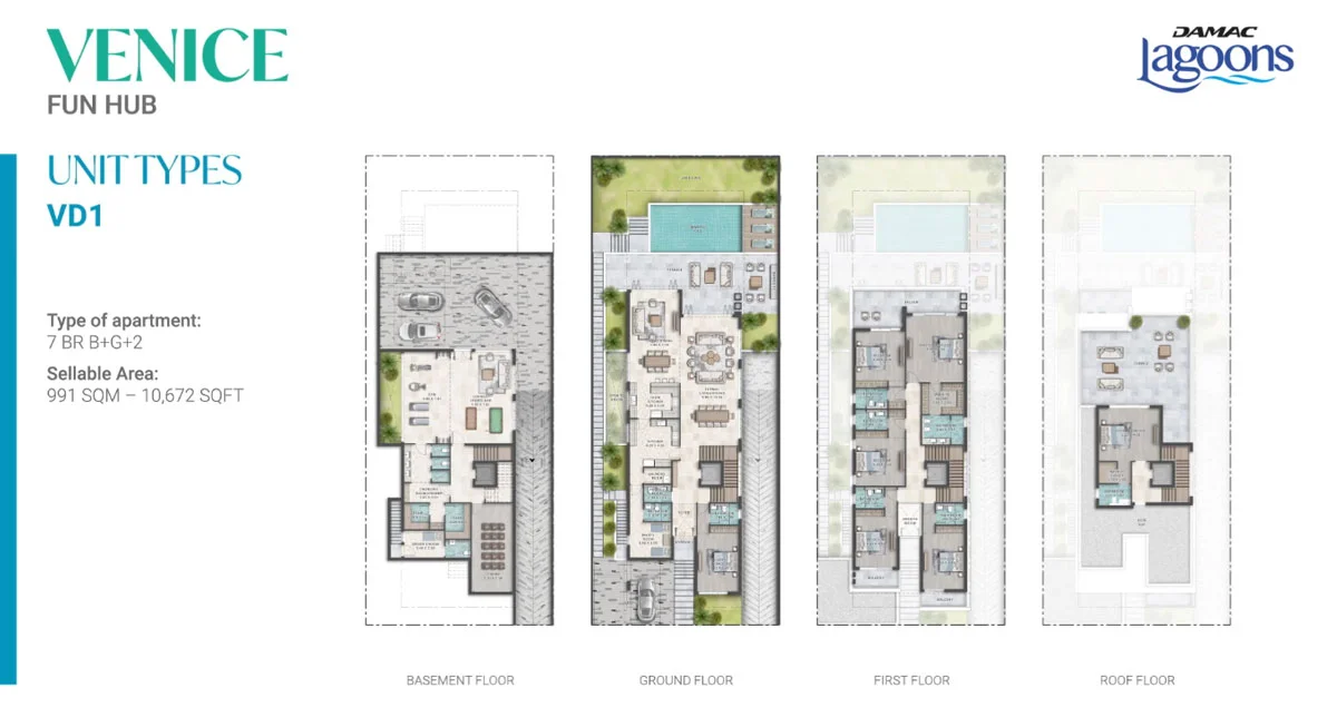 DAMAC Lagoon Venice 7 BHK Floor Plan