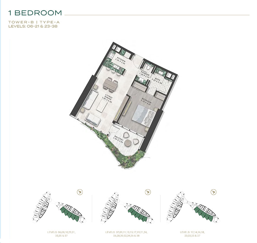 Safa One De Grisogono 1 BHK Floor Plan