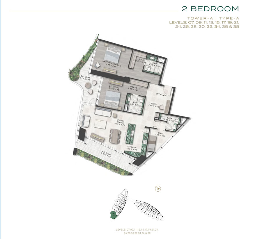 Safa One De Grisogono 2 BHK Floor Plan