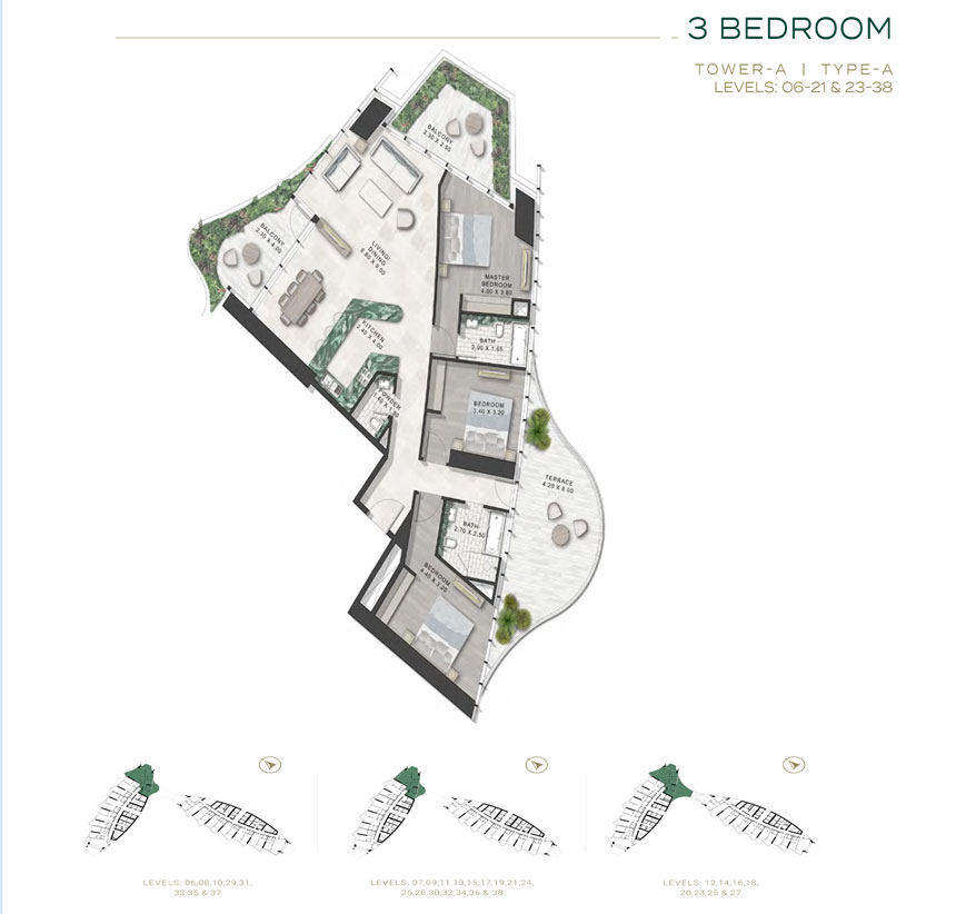 Safa One De Grisogono 3 BHK Floor Plan