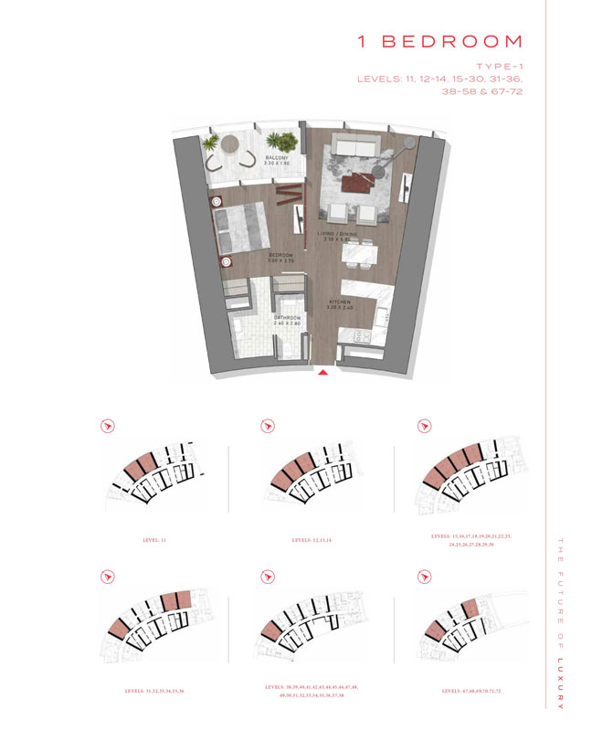 Safa Two 1 BHK Floor Plan