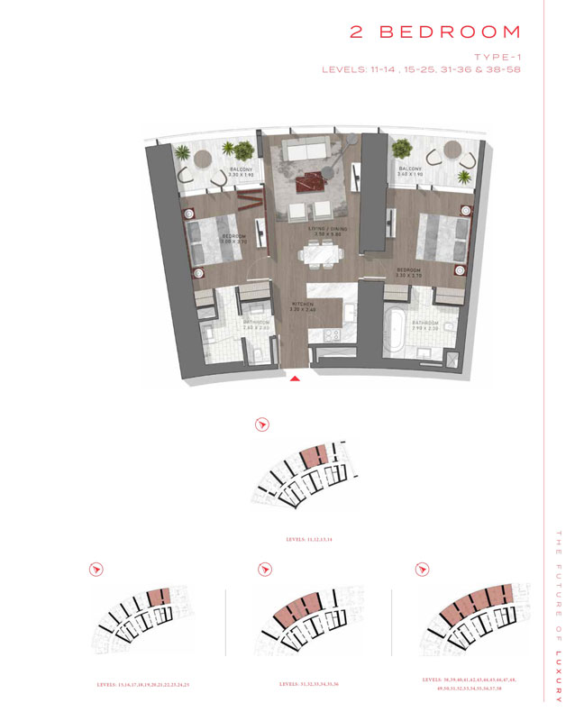 Safa Two 2 BHK Floor Plan